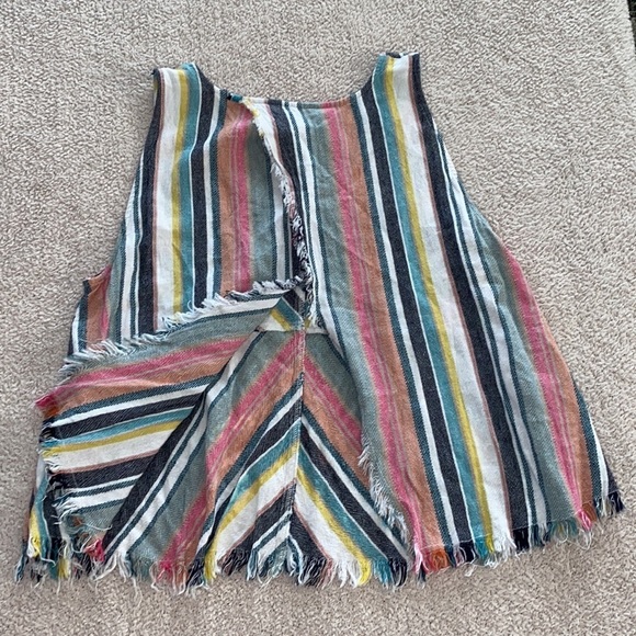 Indigo Rein Size XL Lenin Blend Raw Hem Open Back Tank Top - Picture 2 of 5